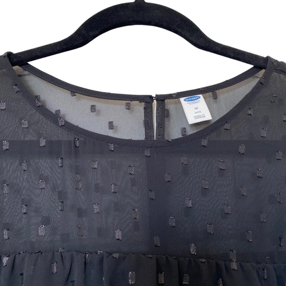 Black Sheer Polka dot Cold Shoulder Blouse - Picture 9 of 13